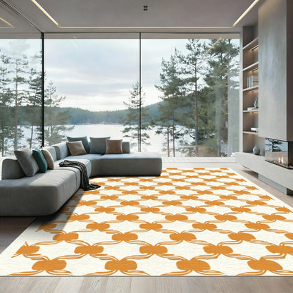 Orange Geometric Bow Lattice Rug