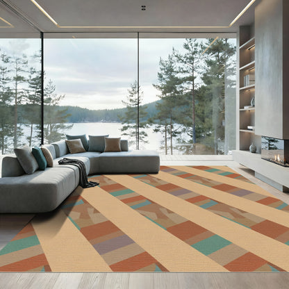Warm Tones Diagonal Stripe Collage Rug