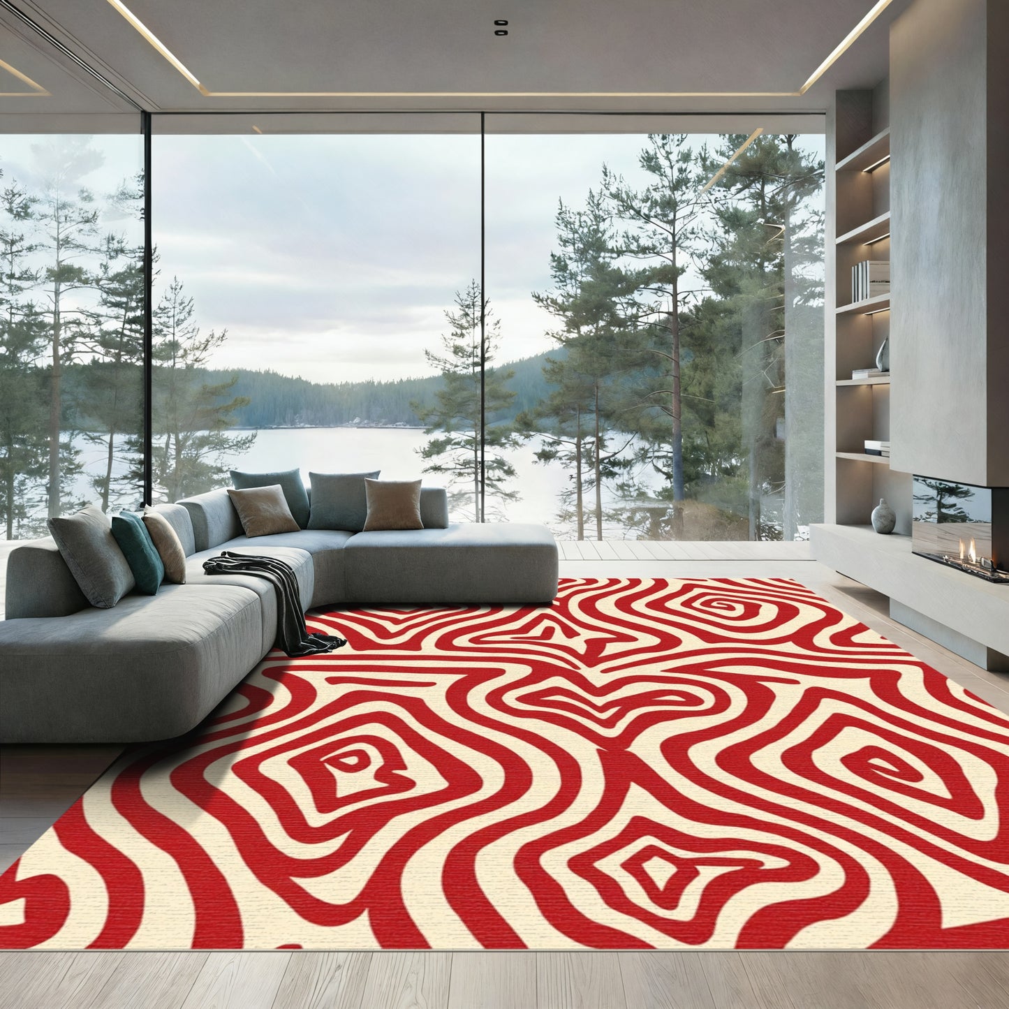 Crimson Cream Organic Flow Rug