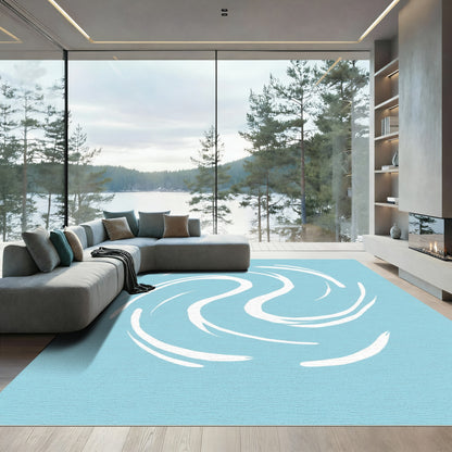 Pale Blue Swirled Brush Stroke Rug