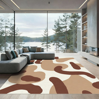 Earthy Abstract Organic Fluid Shapes Rug