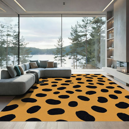 Bold Black Spot Mustard Yellow Rug
