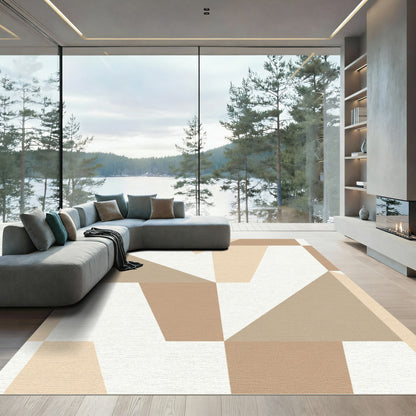 Geometric Neutral Tone Abstract Composition Rug