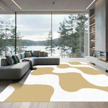 Brown White Organic Blob Rug