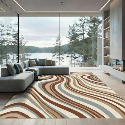 Earthy Tones Swirling Organic Waves Rug