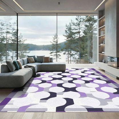 Purple Geometric Quatrefoil Overlay Rug