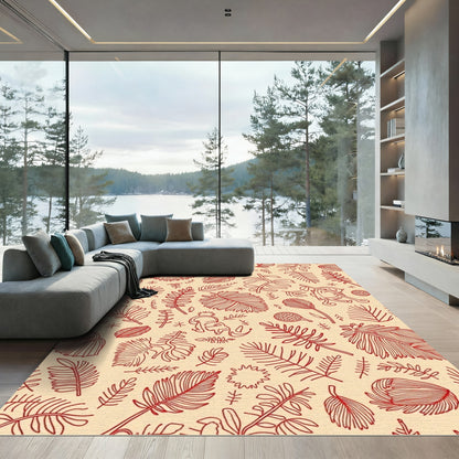 Crimson Safari Animals Foliage Collage Rug