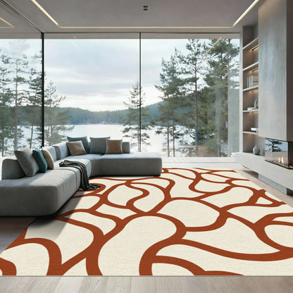 Terracotta Cream Organic Flow Rug