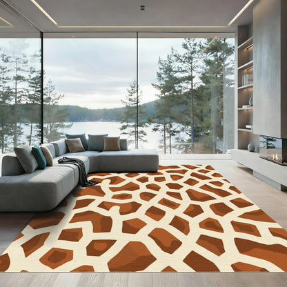 Earthy Tan Giraffe Spot Overlay Rug