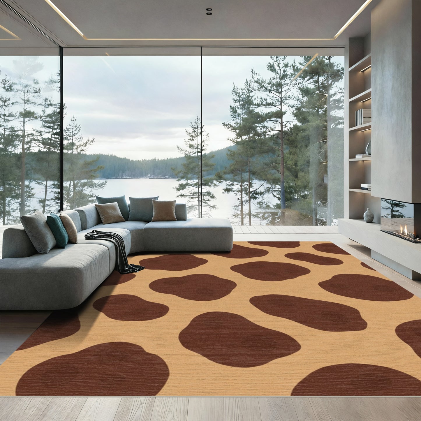 Brown Spotty Organic Composition Rug