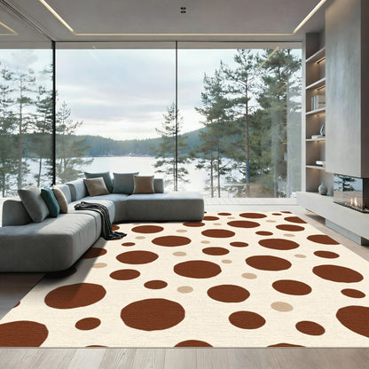 Brown Cream Scattered Circles Rug