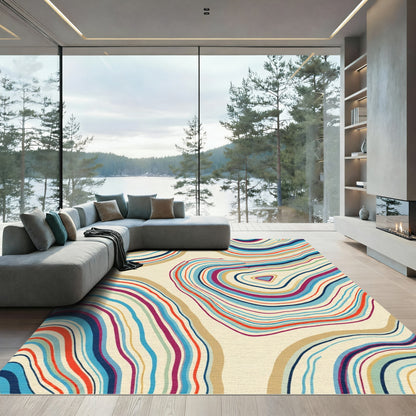 Vibrant Marbled Agate Swirl Rug
