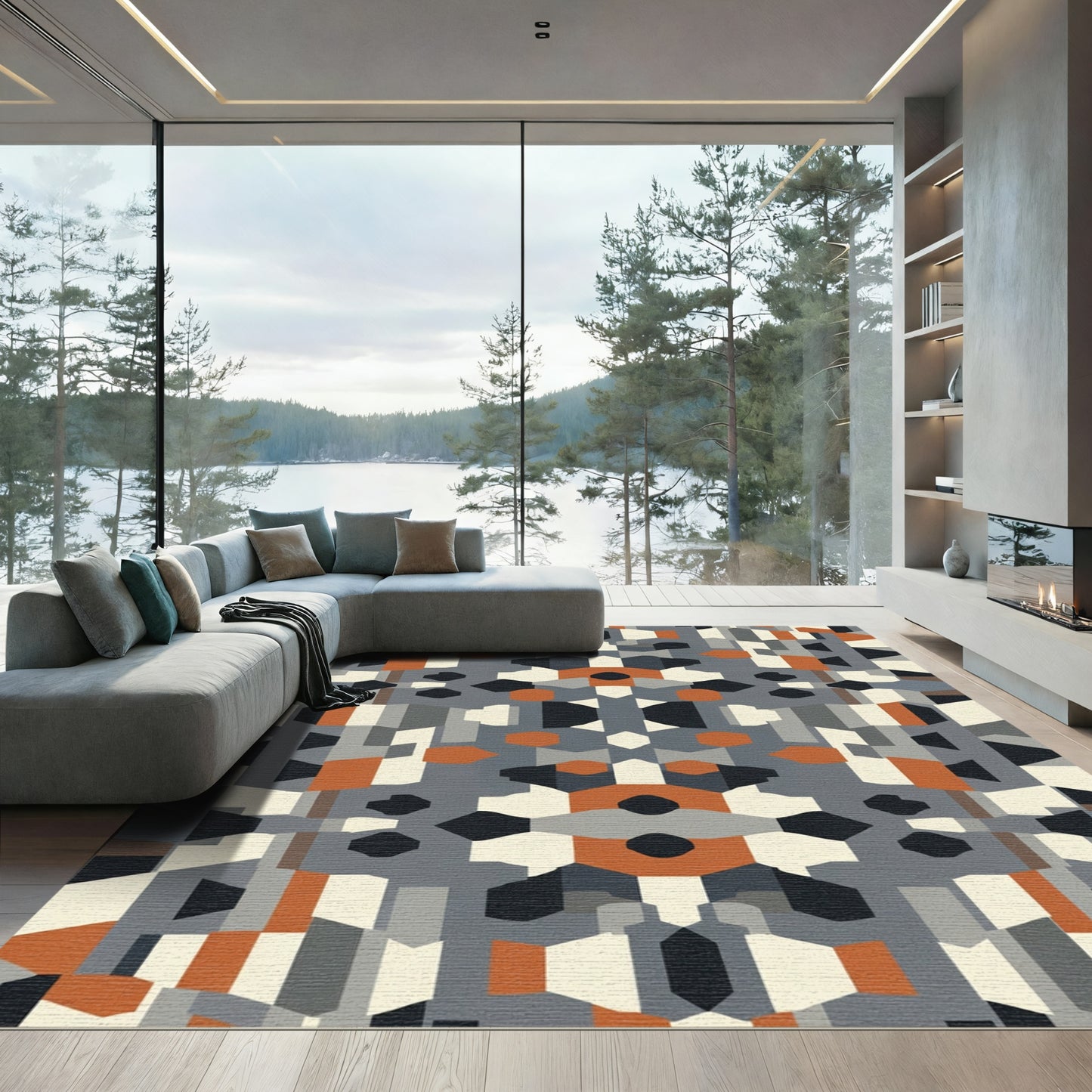 Geometric Abstract Mid Century Modern Rug