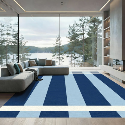 Navy Cream Classic Stripe Rug