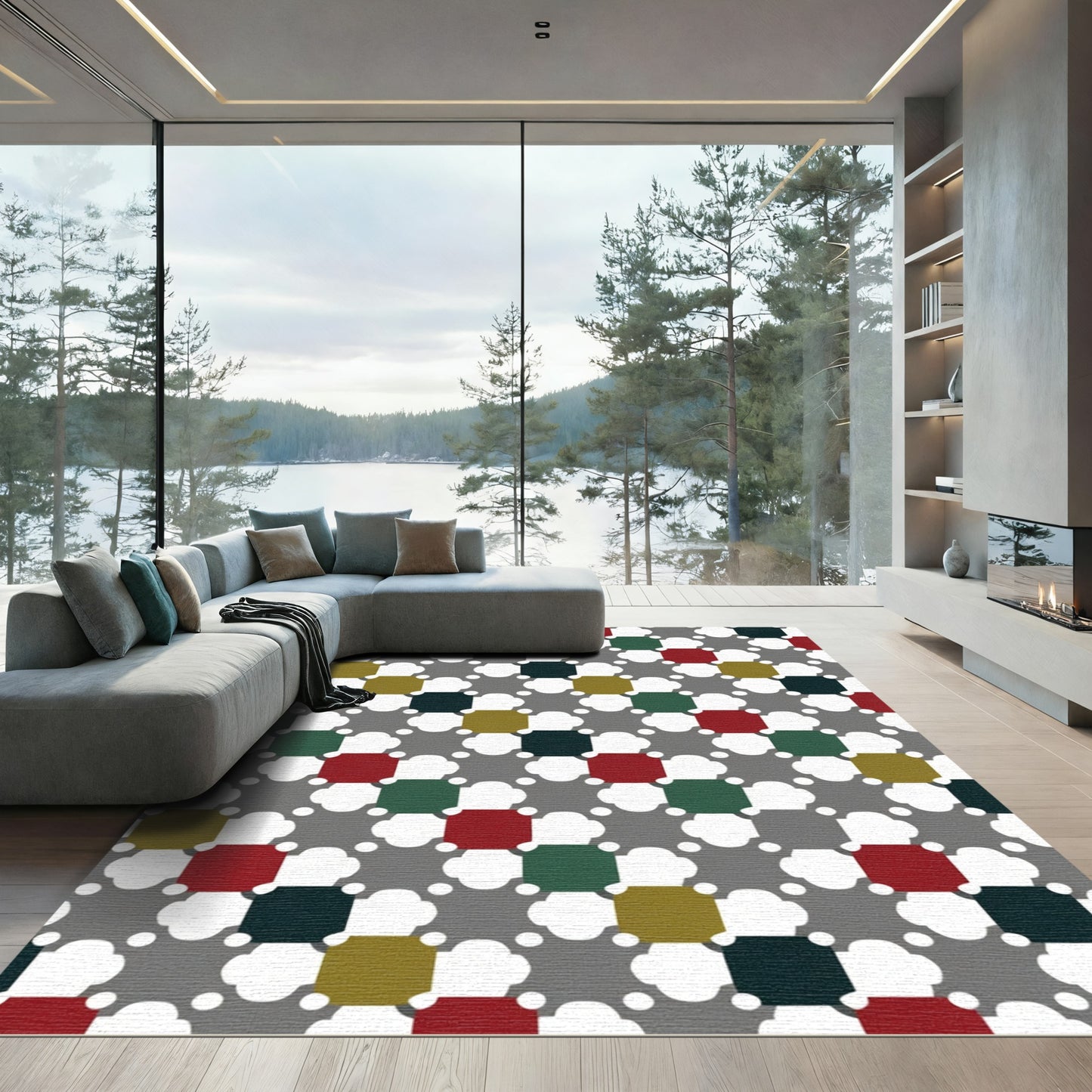 Chic Gray Multi Color Quatrefoil Rug