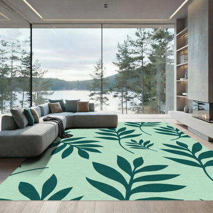 Teal Fern Botanical Meadow Rug