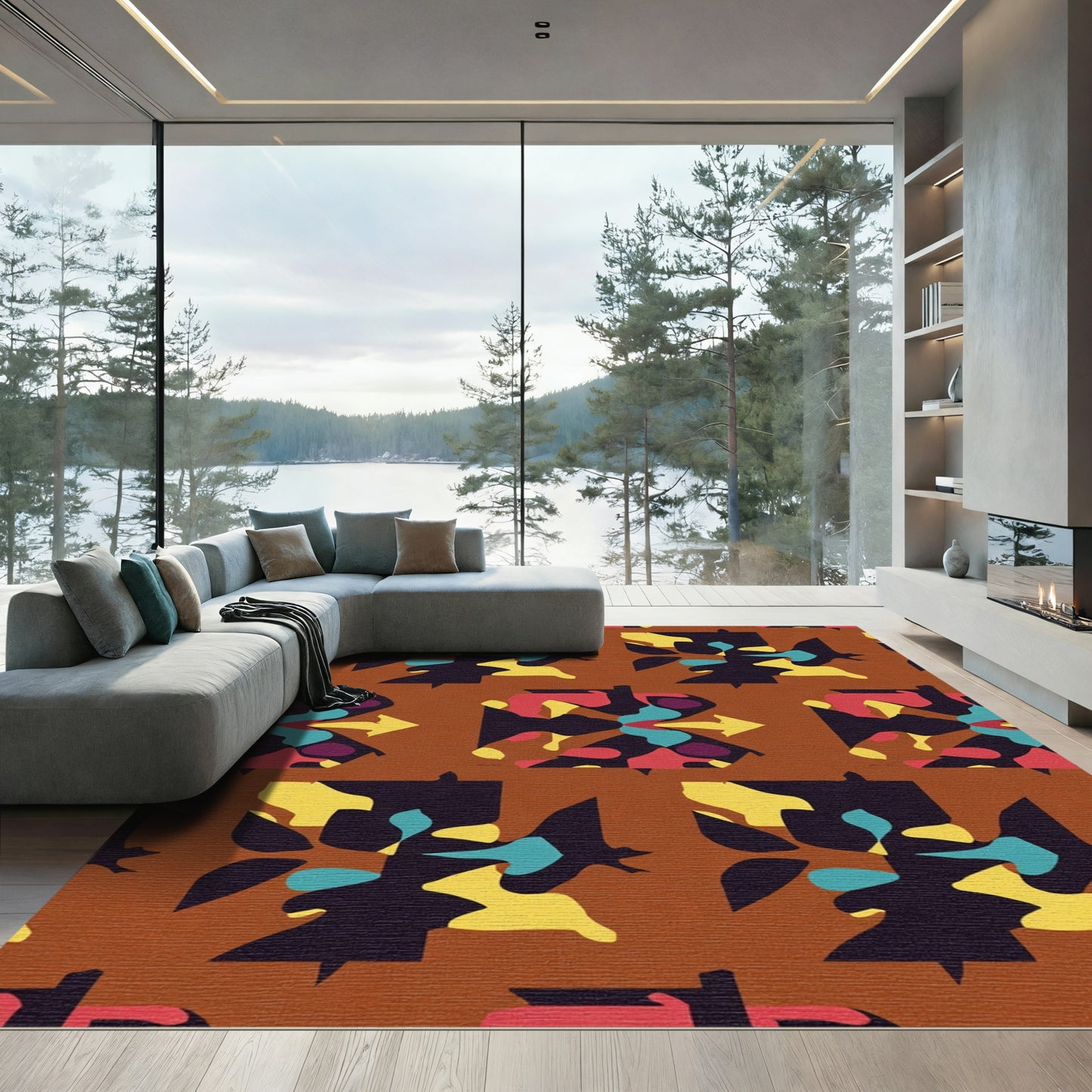 Abstract Mid Century Bold Shapes Rug