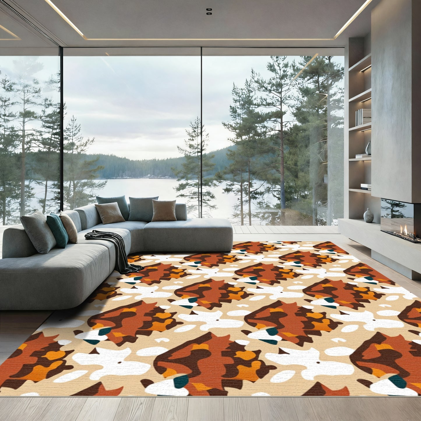 Earthy Clay Tortoiseshell Abstract Rug