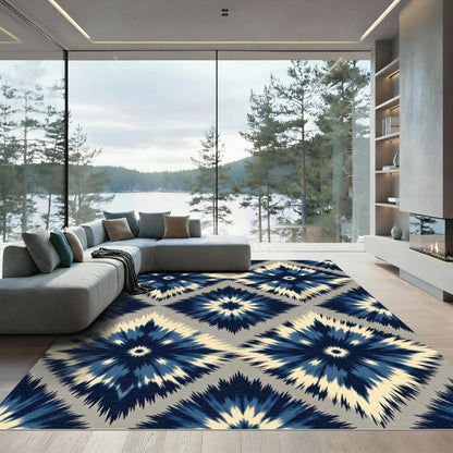 Indigo Diamond Tie Dye Rug