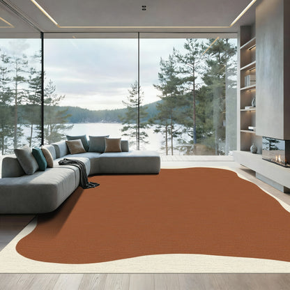 Terracotta Cream Organic Abstract Shape Rug