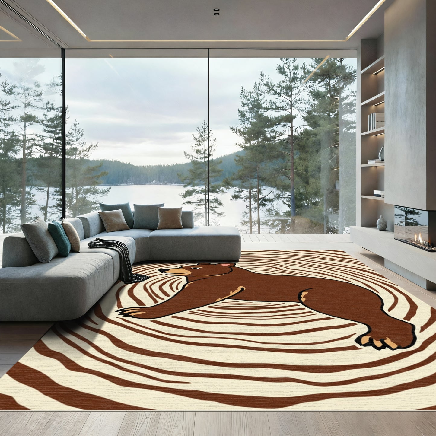 Brown Bear Wood Grain Rug