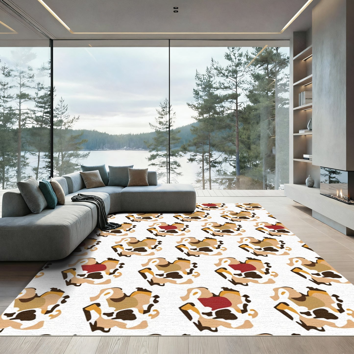 Abstract Camo Shapes Rug