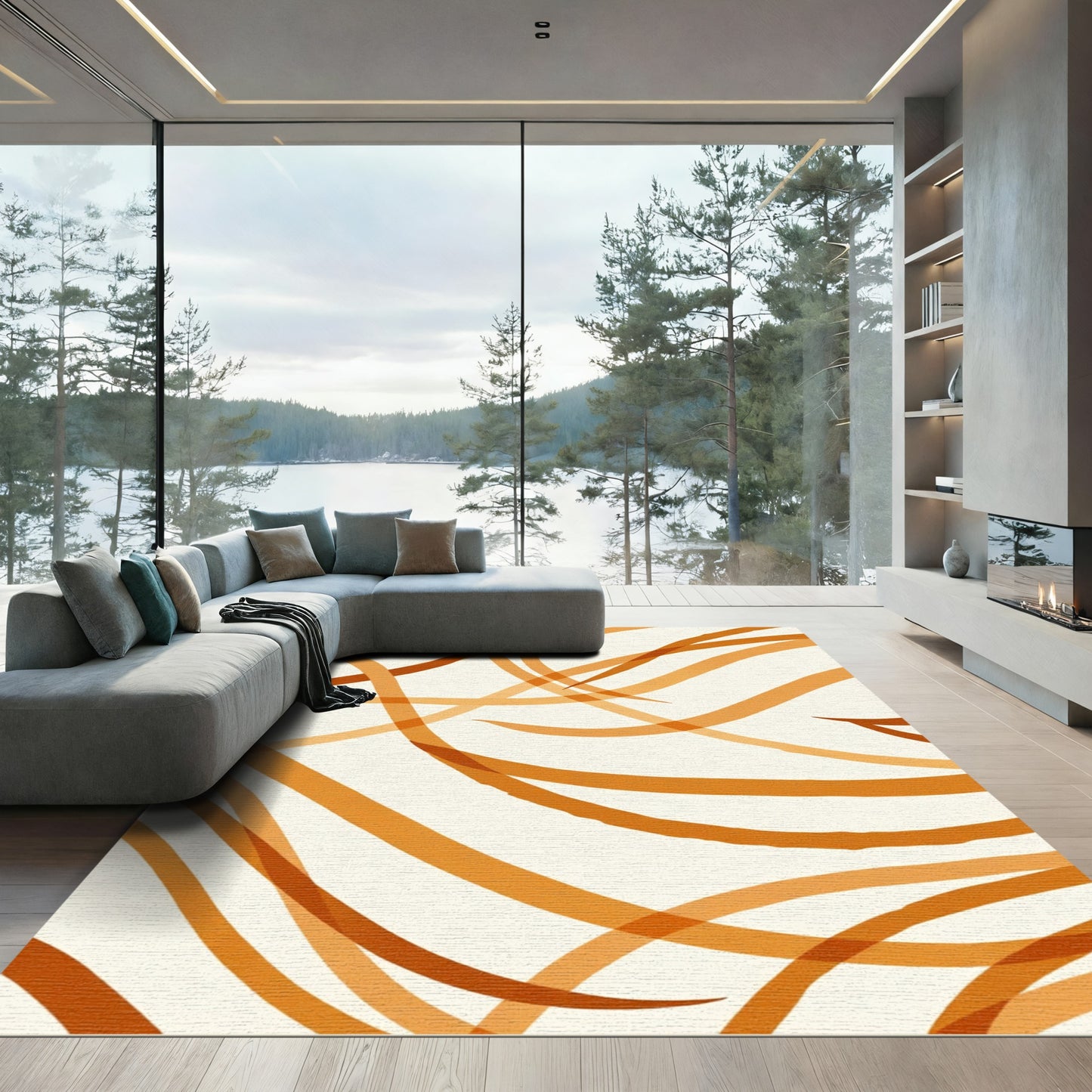 Amber Swirl Intertwined Ribbons Rug