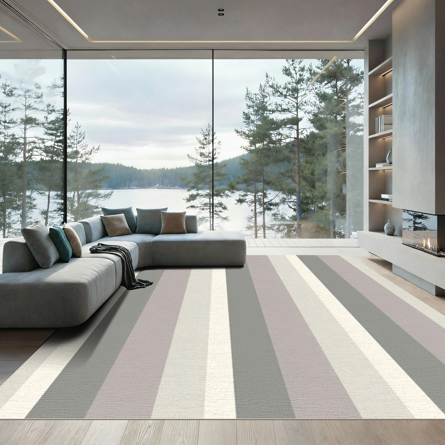 Neutral Palette Vertical Stripe Rug