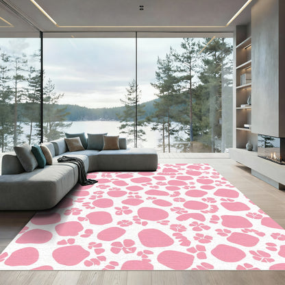 Pink Blobs Flower Arrangement Rug