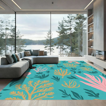 Teal Coral Blush Marine Botanicals Rug