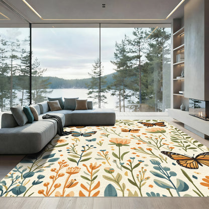 Whimsical Garden Butterfly Bloom Rug