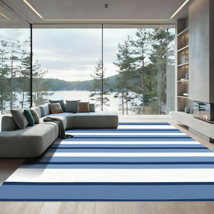 Coastal Blue Striped Comfort Runner Rug