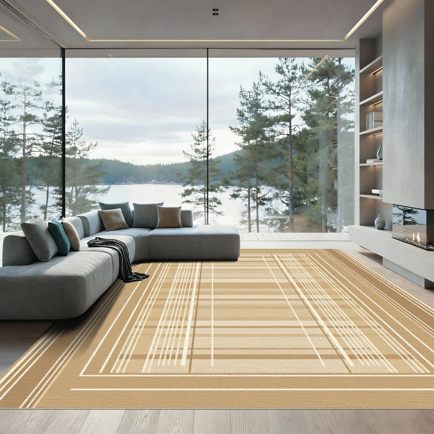 Earthy Tones Plaid Stripes Rug
