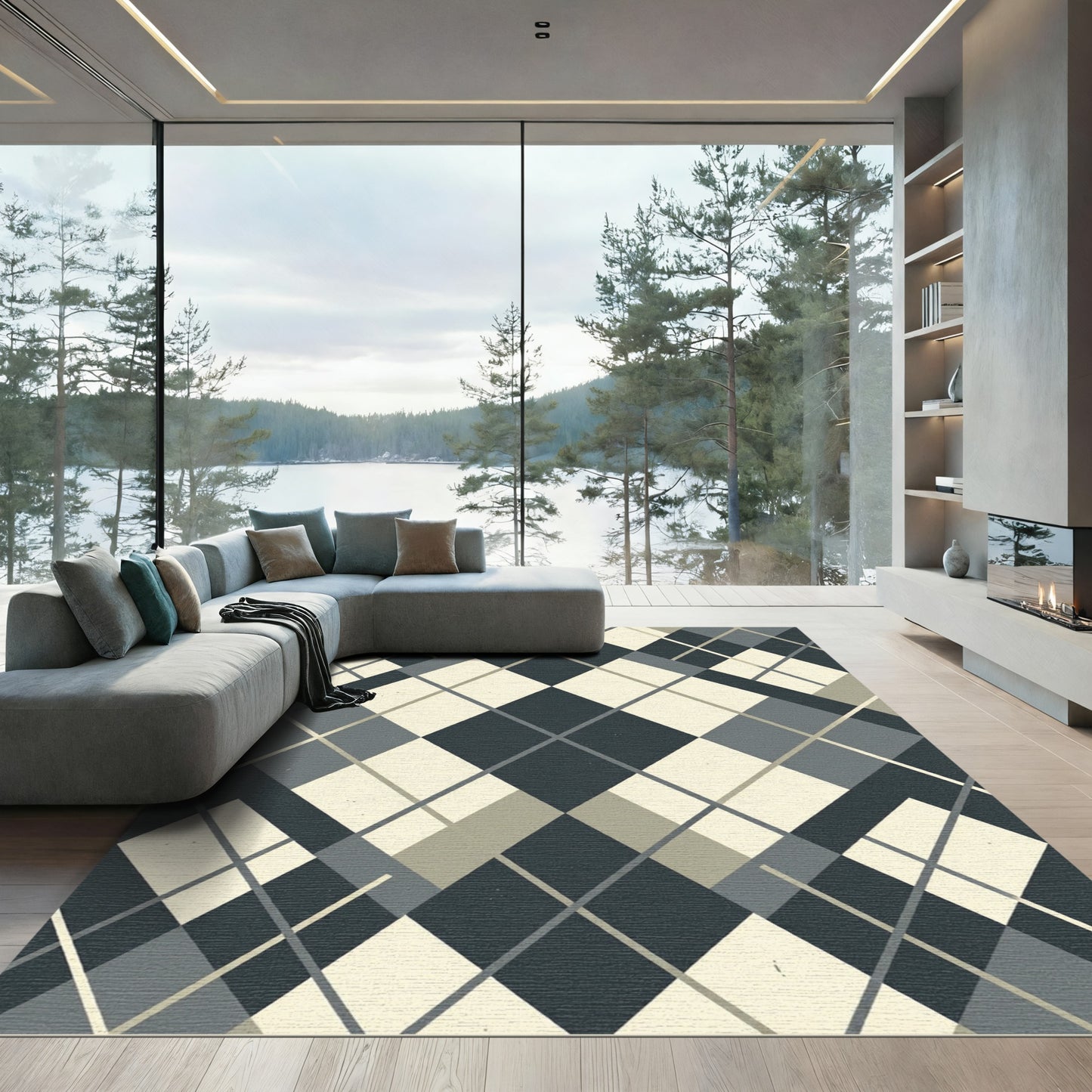 Classic Diamond Intersecting Lines Rug