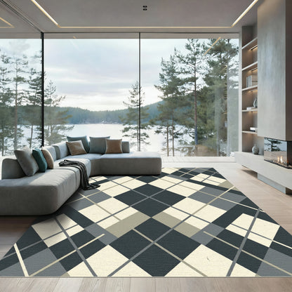 Classic Diamond Intersecting Lines Rug