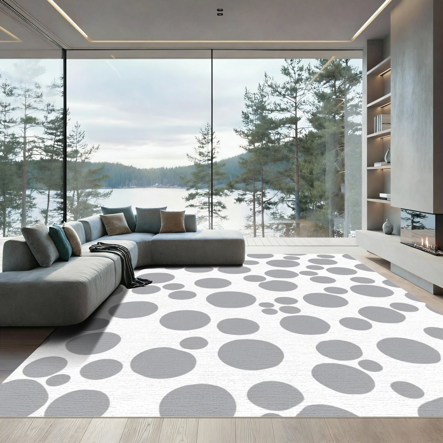 Gray Scattered Circles Rug