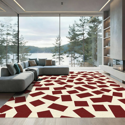 Terracotta Rectangles Scattered Abstract Rug
