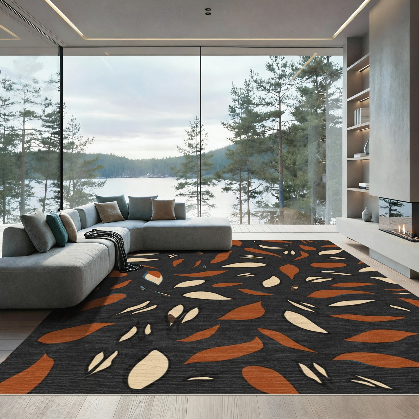 Abstract Autumn Leaf Scatter Rug