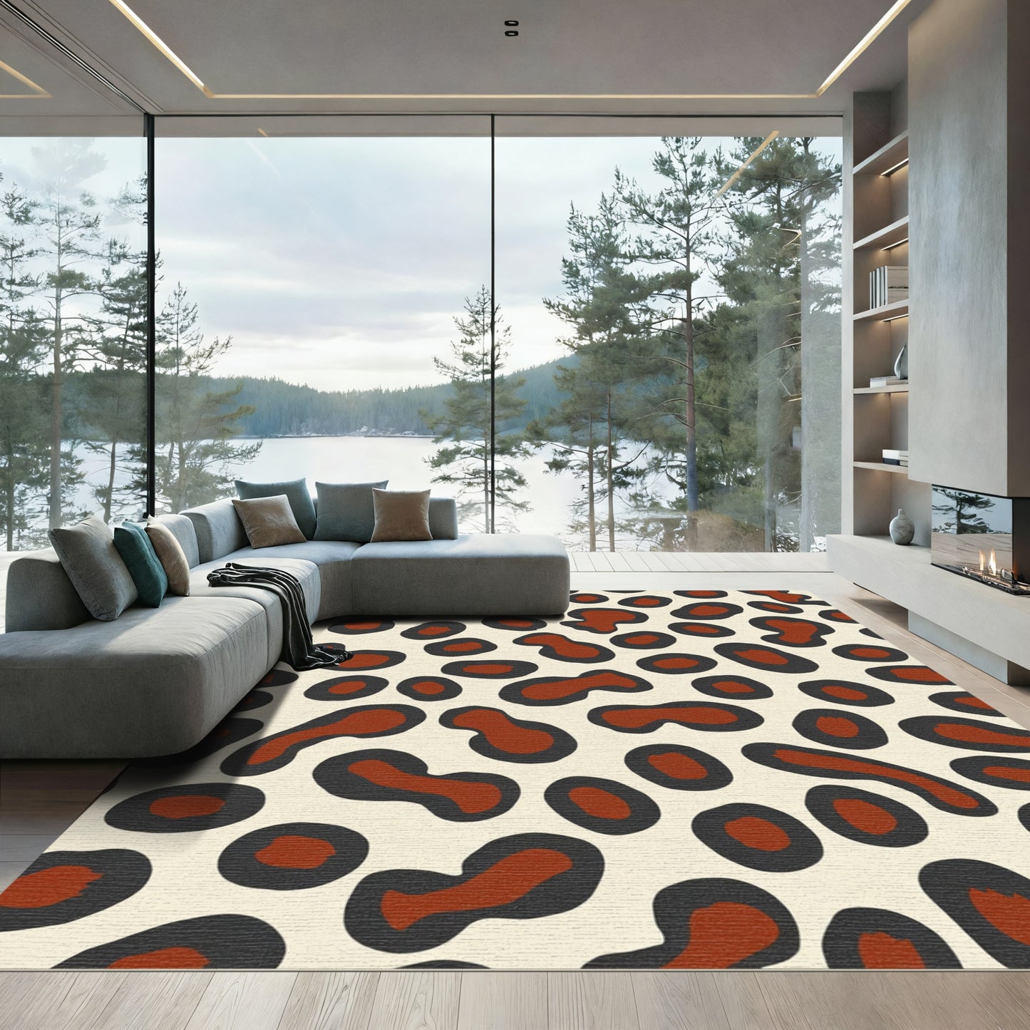 Trendy Brown Black Spots Rug