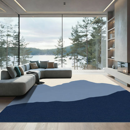 Serene Blue Misty Mountain Layers Rug