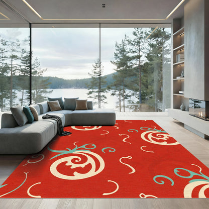 Crimson Organic Swirl Medallion Jacquard Rug