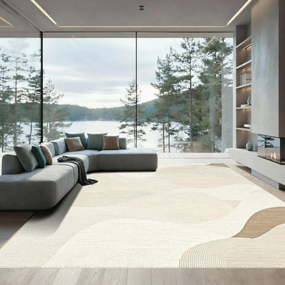 Beige Abstract Wavy Layers Rug