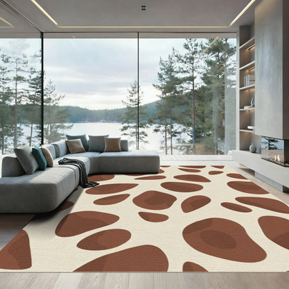 Brown and Cream Irregular Spots Rug