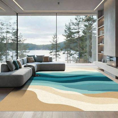 Oceanic Wave Abstract Terracotta Rugs Rug
