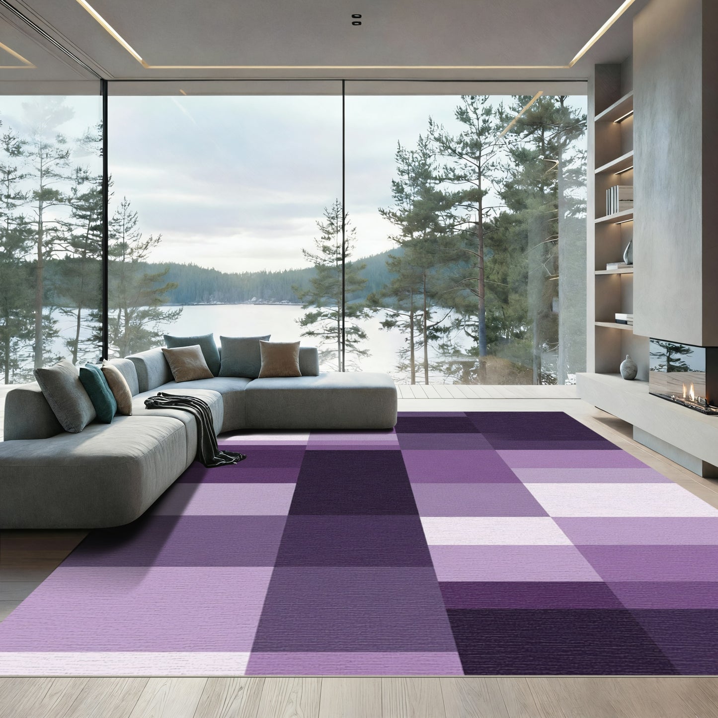 Amethyst Geometric Block Gradient Rug