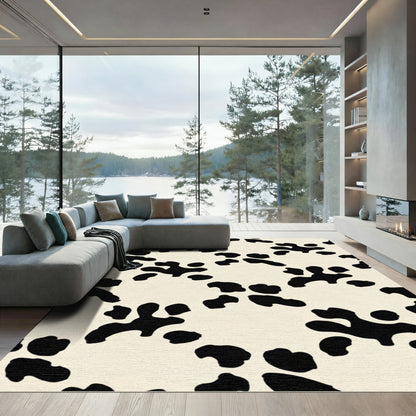 Black Cream Animal Spots Rug