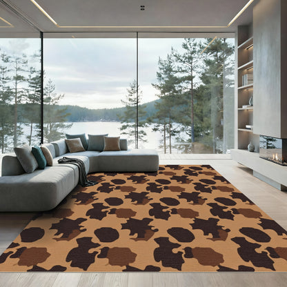 Earthy Brown Leopard Spots Rug