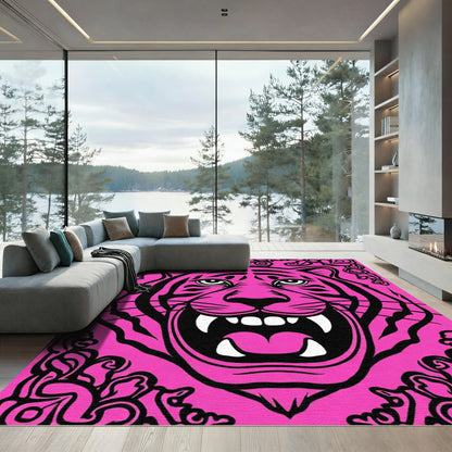 Fierce Pink Tiger Crowned Regal Roar Rug