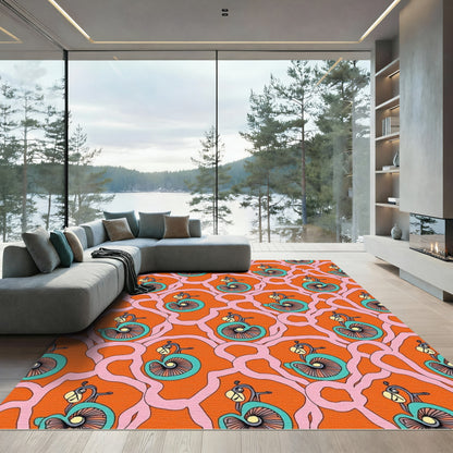 Orange Pink Teal Whimsical Creature Rug