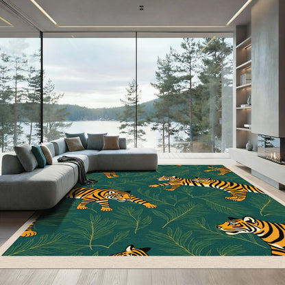 Exotic Tiger Jungle Foliage Rug